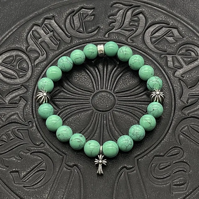 Chrome Hearts سوارة خرز أسود ذهبي عين التيجير والحجر 2