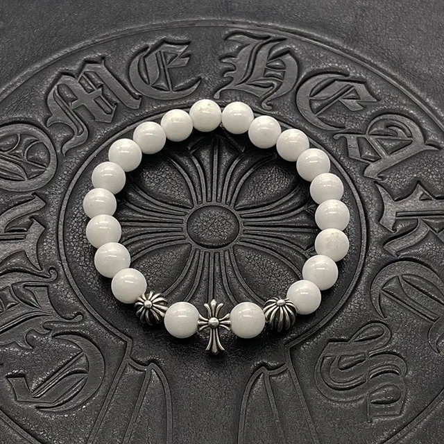 Chrome Hearts سوارة خرز أسود ذهبي عين التيجير والحجر 4