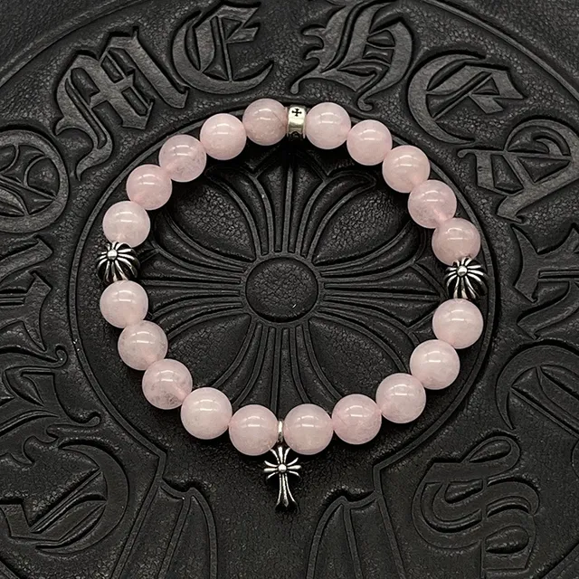 Chrome Hearts سوارة خرز أسود ذهبي عين التيجير والحجر 5