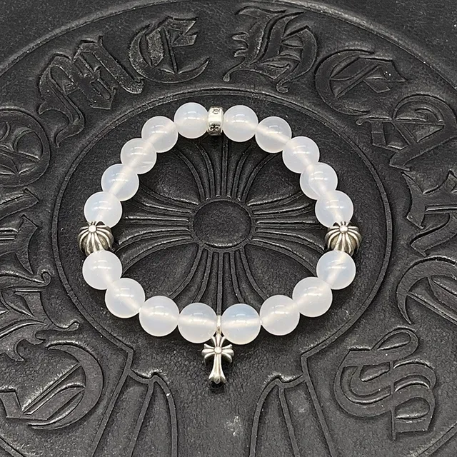 Chrome Hearts سوارة خرز أسود ذهبي عين التيجير والحجر 6