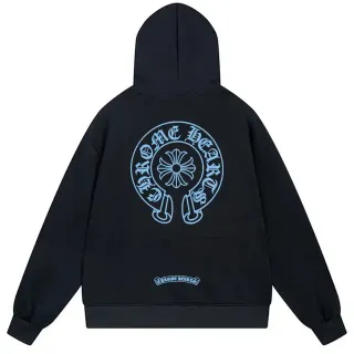 Chrome Hearts Black Blue Full-Zip Oversized Fit Hoodie