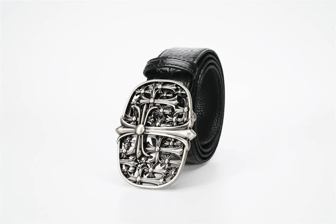 Chrome Hearts 黑色银色鳄鱼压花精致金属扣皮革腰带 7