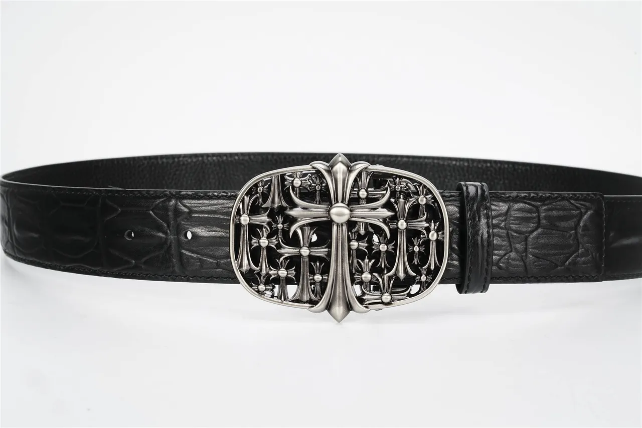 Chrome Hearts 黑色银色鳄鱼压花精致金属扣皮革腰带 8