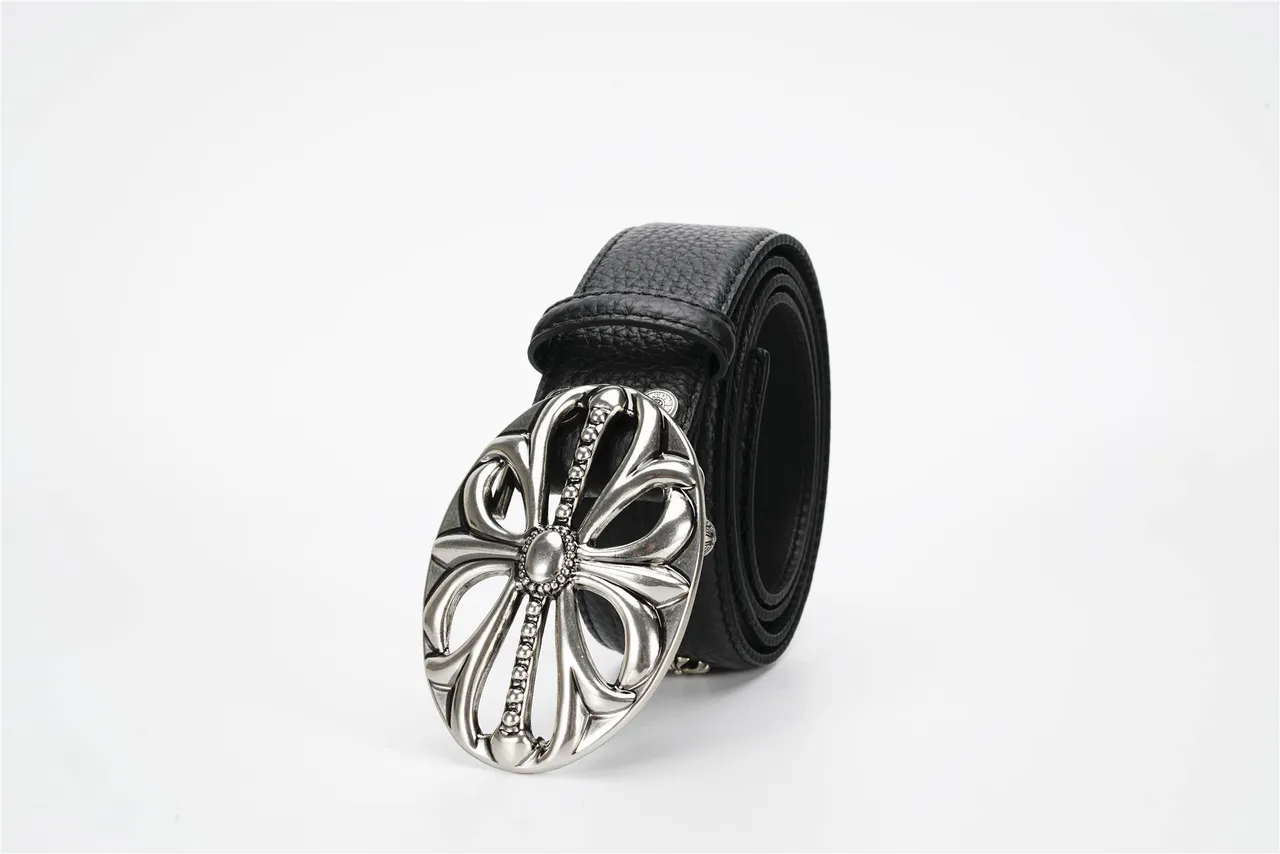 Chrome Hearts 黑色银色装饰扣压纹皮革腰带 6