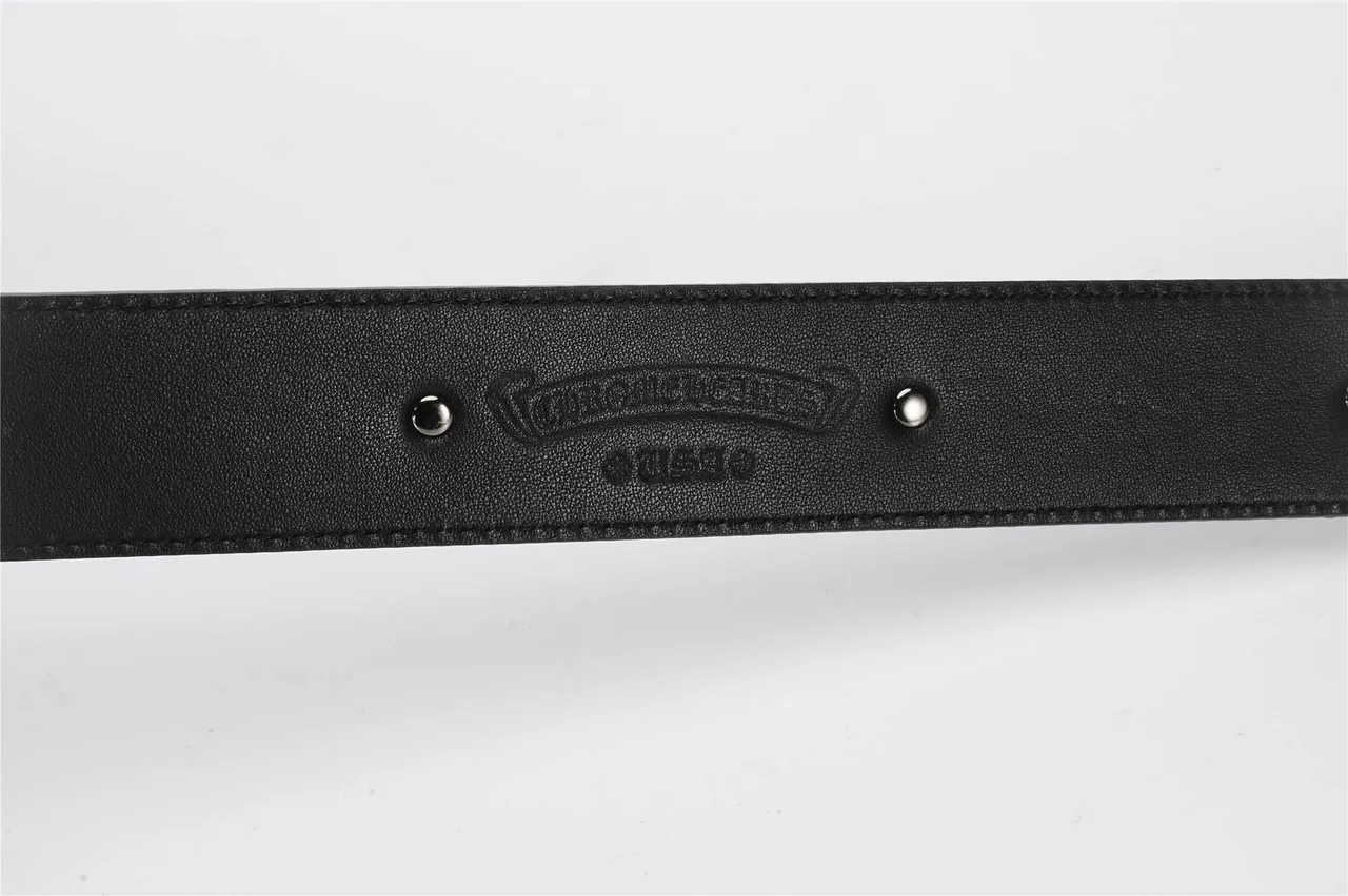 Chrome Hearts 黑色银色装饰扣压纹皮革腰带 7