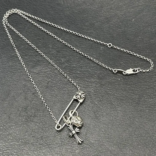 Chrome Hearts Cross and Heart Safety Pin Necklace 3