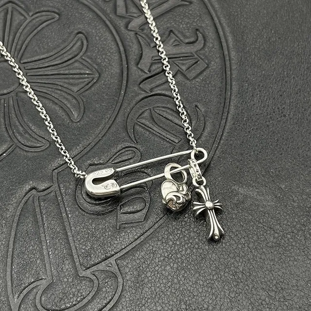 Chrome Hearts Cross and Heart Safety Pin Necklace 4