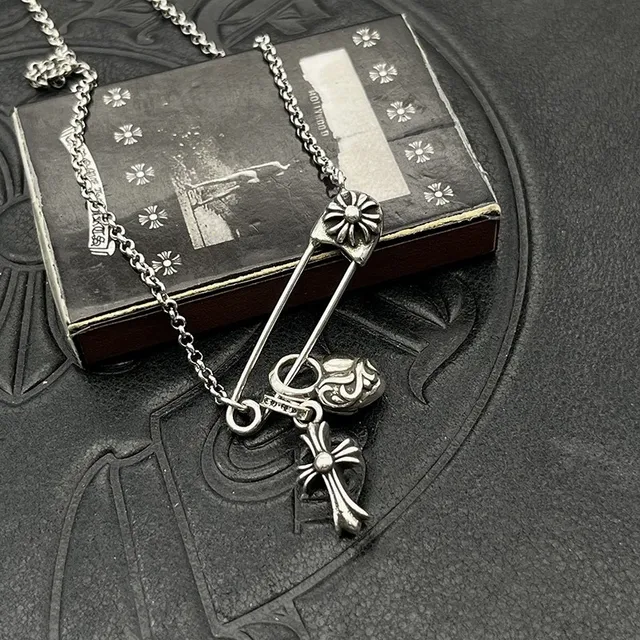 Chrome Hearts Cross and Heart Safety Pin Necklace 5