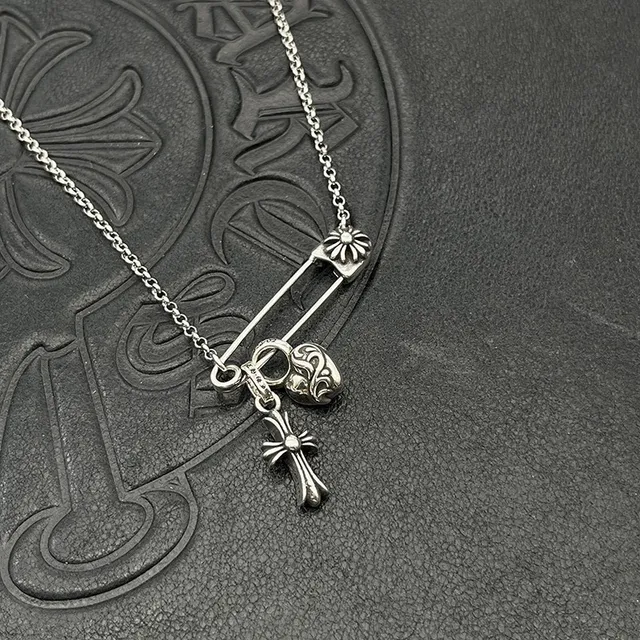 Chrome Hearts Cross and Heart Safety Pin Necklace 6