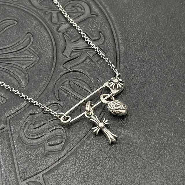 Chrome Hearts Cross and Heart Safety Pin Necklace 7