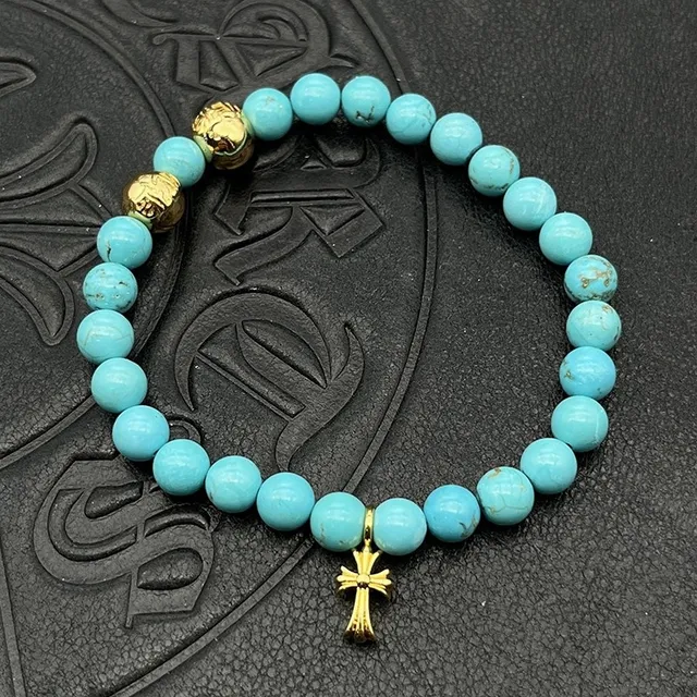 Chrome Hearts 十字珠手链 棕银虎眼石珠手链 8