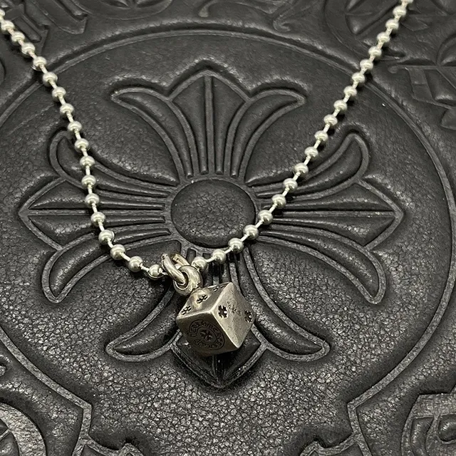 Chrome Hearts क्रॉस क्यूब पेंडेंट बॉल चेन नेकलस 4