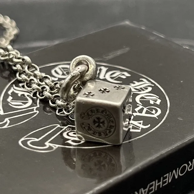 Chrome Hearts क्रॉस क्यूब पेंडेंट बॉल चेन नेकलस 6