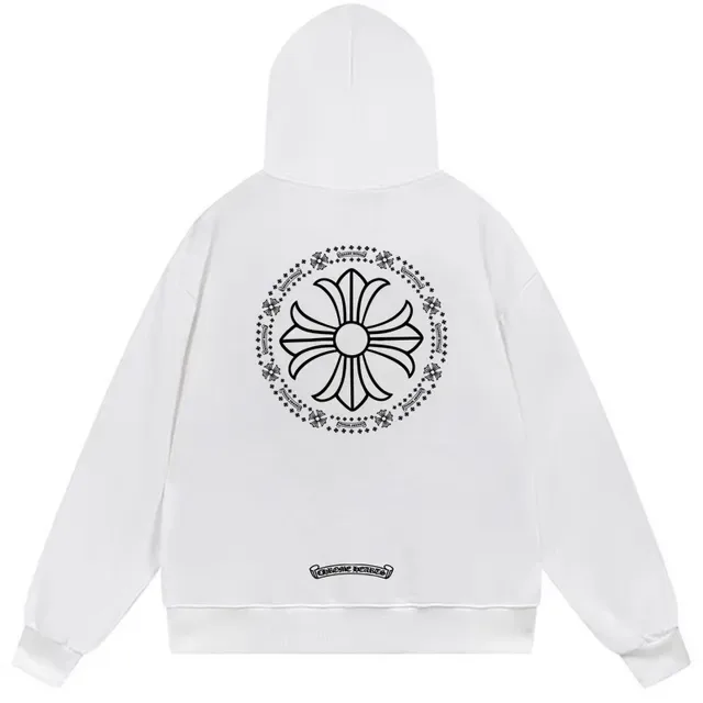 Chrome Hearts Cross Flower Black White Oversized Fit Embroidered-Style Graphic Hoodie 2
