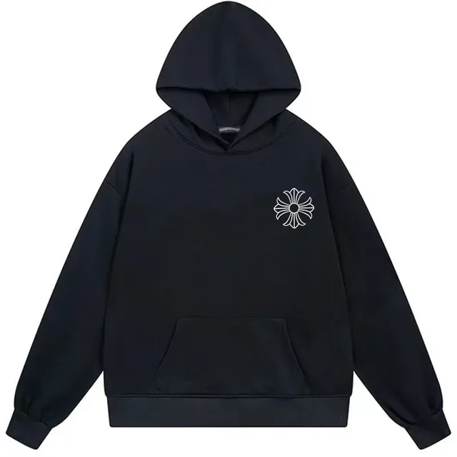 Chrome Hearts Cross Flower Black White Oversized Fit Embroidered-Style Graphic Hoodie 4