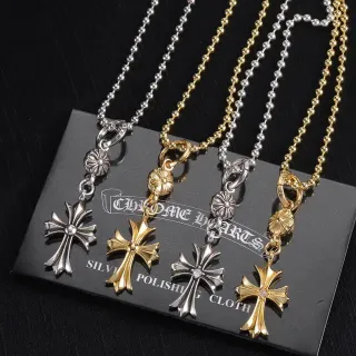 Chrome Hearts क्रॉस पेंडेंट बॉल-चेन नेकलेस