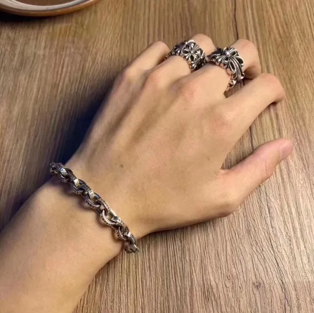 Chrome Hearts Curb Link ব্রেসলেট রূপালী ধাতু ব্রেসলেট 4