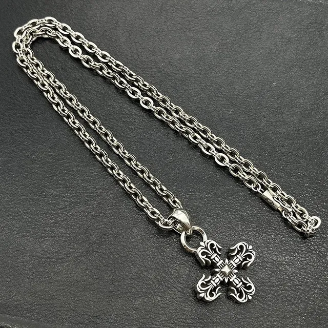 Chrome Hearts Fleur de Lis Cross Silver-Tone Necklace 3