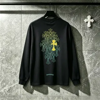 Chrome Hearts Floral Cross Graphic Black Long-Sleeve T-Shirt — t-shirts wholesale supplier photo