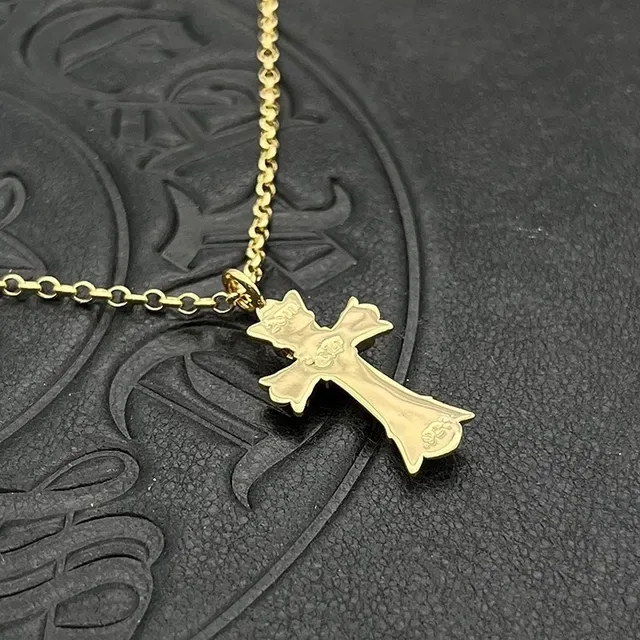 Chrome Hearts Gothic Cross Paved Stone Gold-Tone Necklace 4