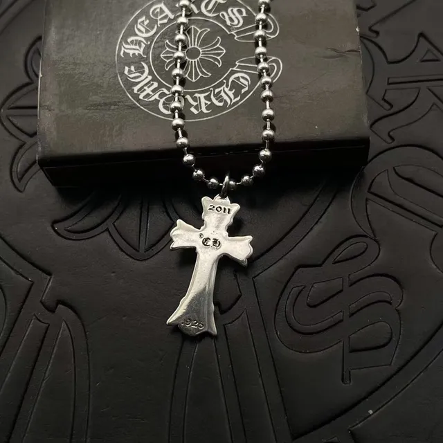 Chrome Hearts Gothic Cross Silver Ball Chain Necklace 3