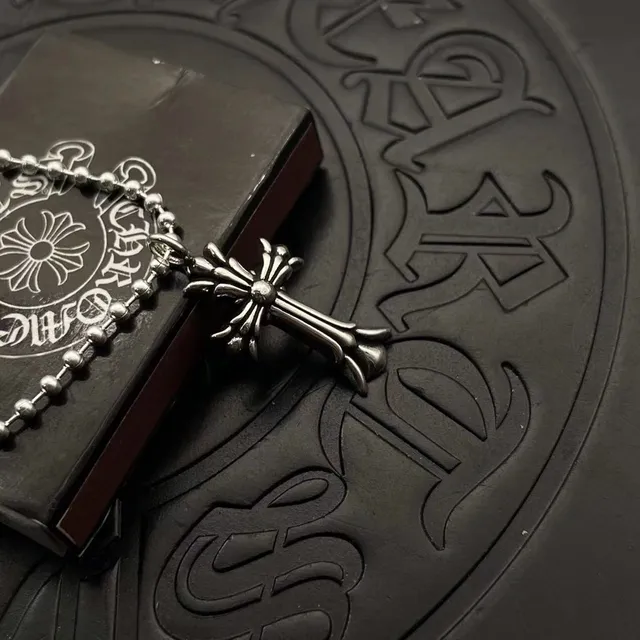 Chrome Hearts Gothic Cross Silver Ball Chain Necklace 4