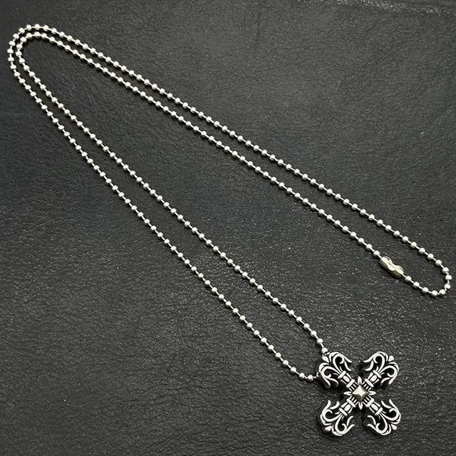 Chrome Hearts Cruz Fleur de Lis Ornada Collar de Plata 3