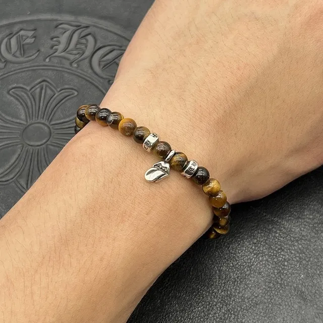 Chrome Hearts 绿松石珠和银质镶边魅力手链 2