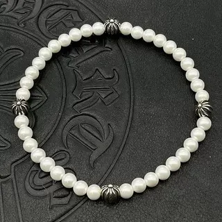 Chrome Hearts 绿松石珠和银质镶边魅力手链 4