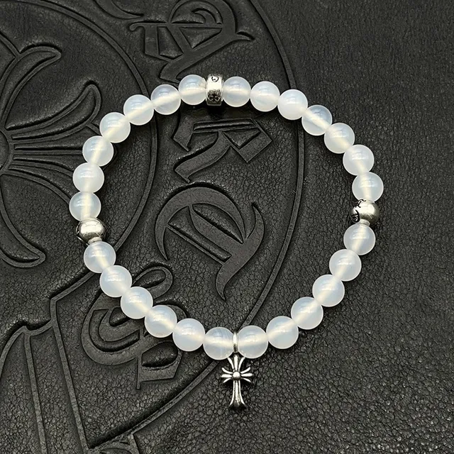 Chrome Hearts 绿松石珠和银质镶边魅力手链 9