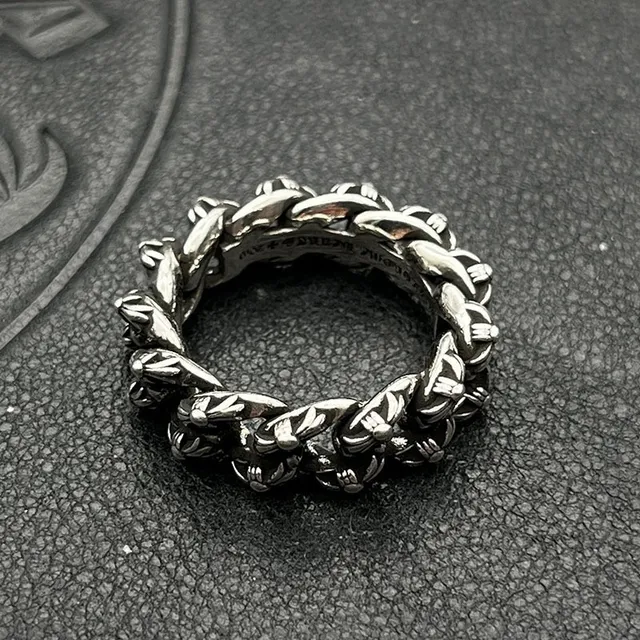 Chrome Hearts मरोड़दार कांटेदार चेन सिल्वर ग्रे पैटर्न अंगूठी 6