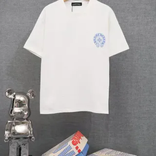Chrome Hearts सफेद नीला क्रू नेक शॉर्ट स्लीव टी-शर्ट