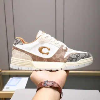 Coach Rascal Beige Brown Low-Top Monogram Jacquard Lifestyle Sneakers