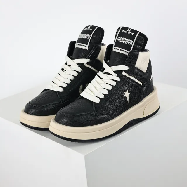 Converse 黑色米色高帮纹理皮革生活休闲鞋 2