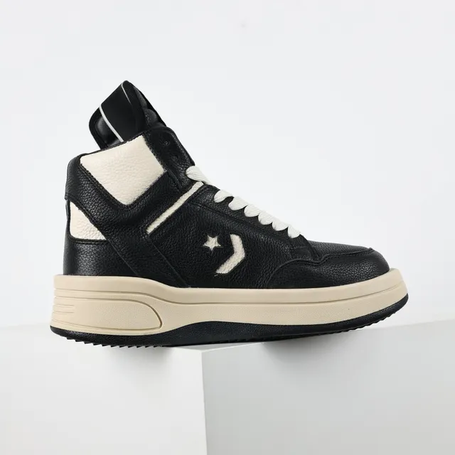 Converse 黑色米色高帮纹理皮革生活休闲鞋 7