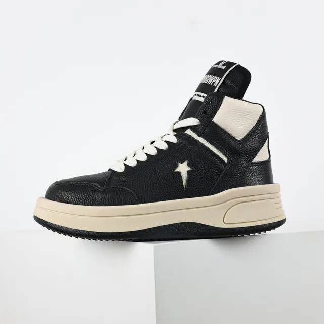 Converse 黑色米色高帮纹理皮革生活休闲鞋 9