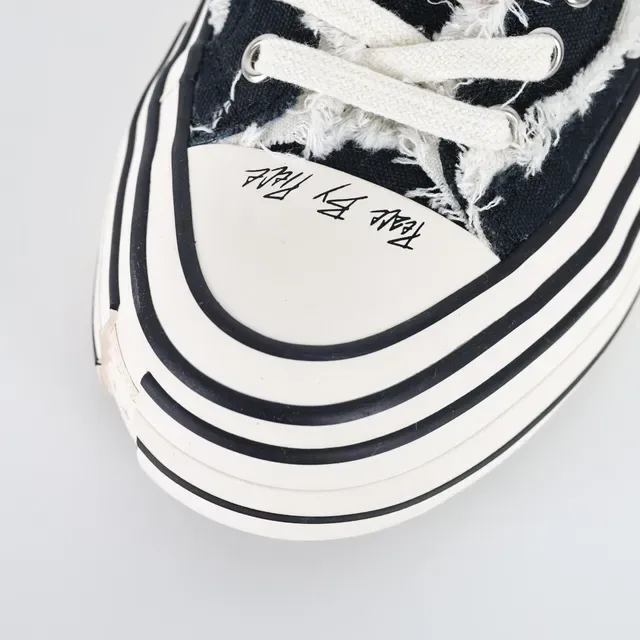 Converse Noir Blanc Déconstruit Frayé Col Lifestyle Sneakers 5