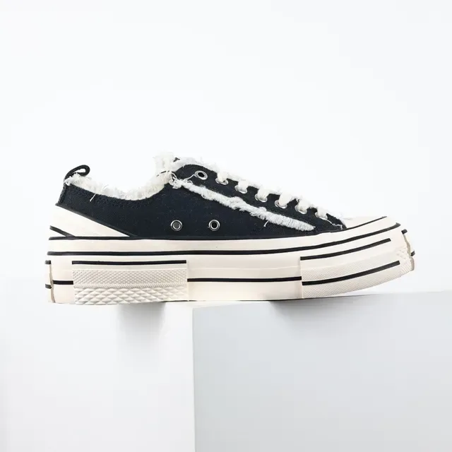 Converse Noir Blanc Déconstruit Frayé Col Lifestyle Sneakers 7
