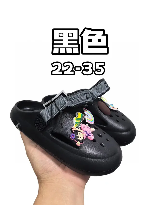 Crocs بيج أسود رغوة مطبوخة حزام قابل للتعديل كلوج 6