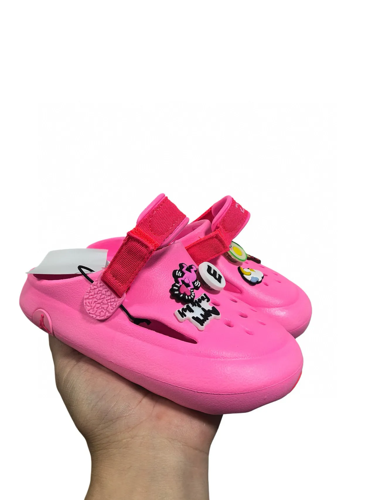 Crocs بيج أسود رغوة مطبوخة حزام قابل للتعديل كلوج 16