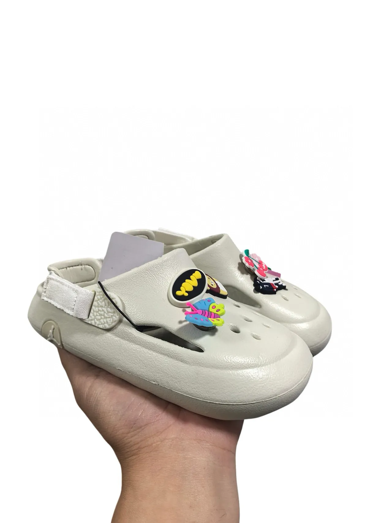 Crocs بيج أسود رغوة مطبوخة حزام قابل للتعديل كلوج 20