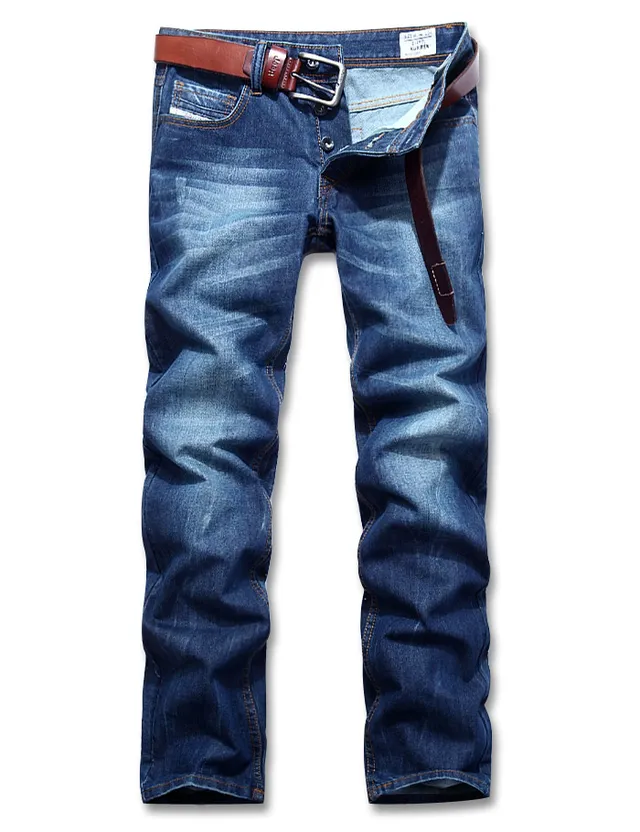 Diesel Mid-Rise Straight-Leg Distressed Indigo Jeans 12