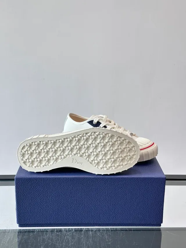 Dior B-Series White Navy Canvas Upper Stripe Panel Lifestyle Sneakers 2
