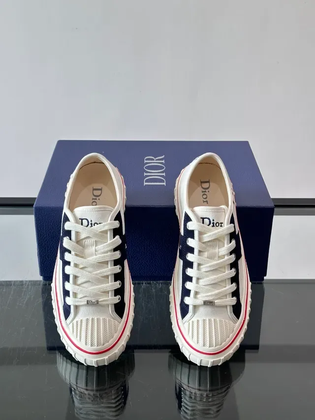 Dior B-Series White Navy Canvas Upper Stripe Panel Lifestyle Sneakers 4
