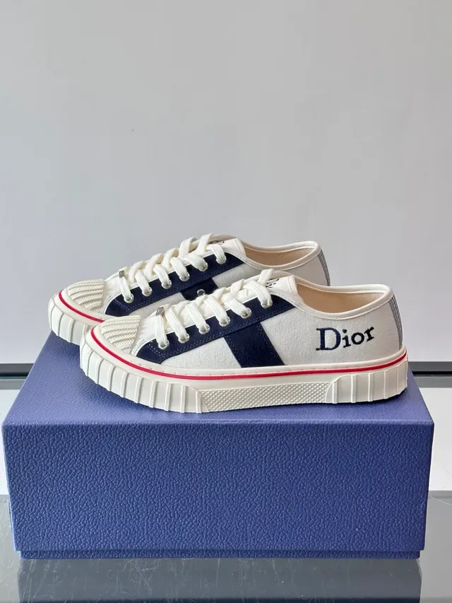 Dior B-Series White Navy Canvas Upper Stripe Panel Lifestyle Sneakers 5
