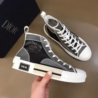 Dior B23 কালো ধূসর হাই-টপ প্যানেল আপার লাইফস্টাইল স্নিকার্স