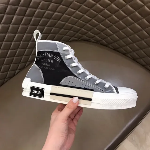 Dior B23 Black Gray High-Top Panelled Upper Lifestyle Sneakers 3