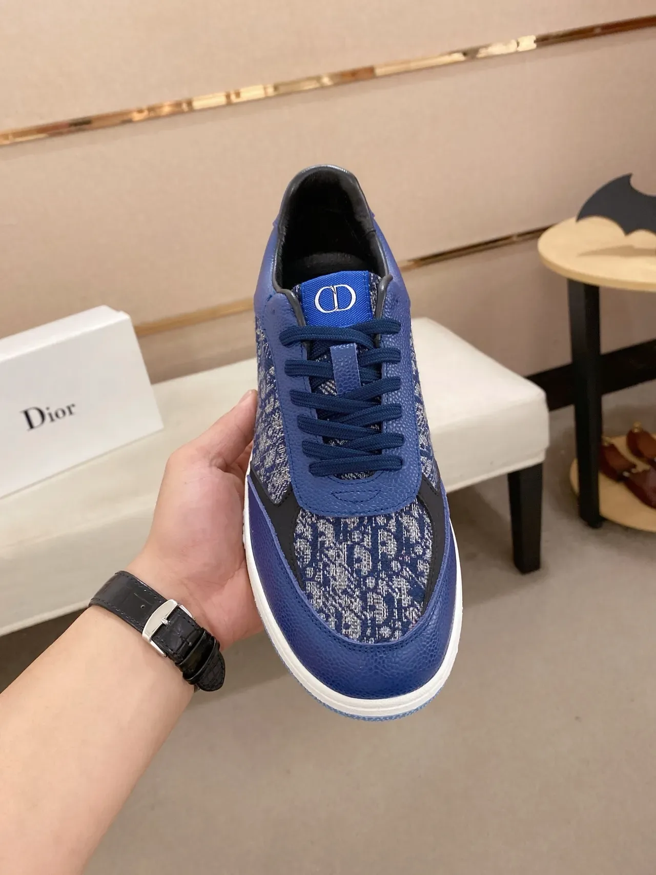 Dior B23 Tênis lifestyle azul em Jacquard e couro 5