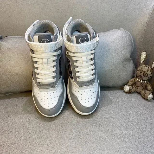 Dior B23 Gray and White Monogram High-Top Lifestyle Sneakers 2