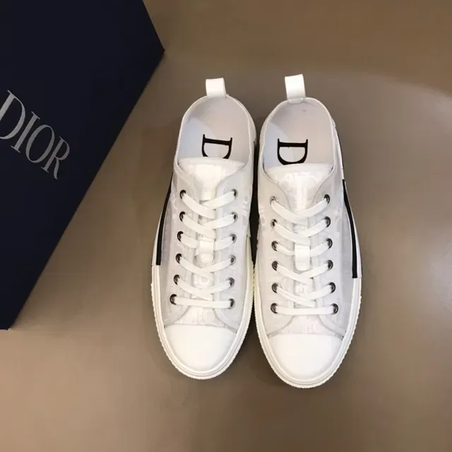 Dior B23 Monogram Mesh White and Black Lifestyle Sneakers 3